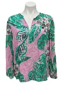 Lilly Pulitzer Aaron Silk Top Magnolia Lilac Leidees Night - Size L