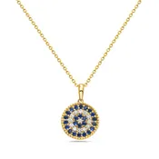 14 Karat Yellow Gold Sapphire Pendant with Diamonds