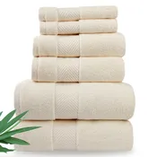 Alusa Home Bamboo Viscose Bath Towels - Ultra Soft & Plush 700 GSM Luxury Bath Towels - Super Absorbent & Quick Drying - 6 Piece Towel Set (Papyrus)