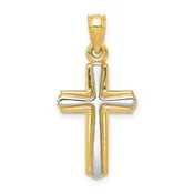 14k and White Rhodium Cross Pendant
