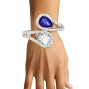 Blue & Clear Teardrop  Cuff Bracelet