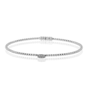 0.06ct Diamond Station Bangle Bracelet in 18K White Gold