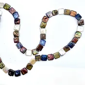 Blue, Red, White, and Green Pearl Necklace