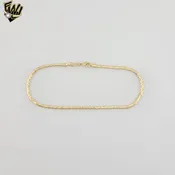 (1-0015) Gold Laminate - 2.5mm Flat Heart Link Anklet - 10" - BGF