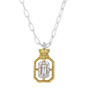 14k and Sterling Silver Two-Tone Fancy Link 0.17ctw Round Diamond Necklace