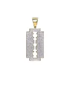 0.88ctw diamond razor blade yellow gold pendant 10K