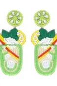Beaded and Jeweled Tropical Mojito Drop Post Earrings