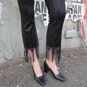 Black Crochet and Fringe Pants — Antoinette Brooklyn
