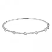 14k White Gold Diamond Station Bangle