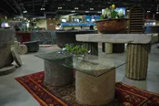Coffee table made from roller millstones — The Garden Vault