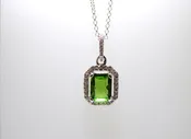 Emerald cut Pendant with cubic Zirconia trim.