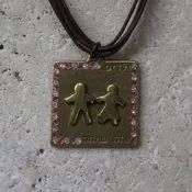 “KIDS IS HAPPINESS” Crystal Metal Pave Pendant Necklace