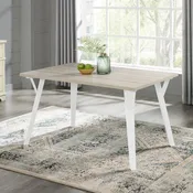 Alwynn Contemporary Rectangular Dining Table, White and Natural Wood