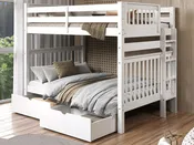 Bedz King Full Over Full End Ladder Bunk Bed with 2 Storage Drawers in White