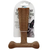 5.75" Natural Wood Fiber T-Bone Dental Dog Chew Toy