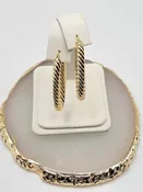 10 Karat Yellow Gold Ribbed Hoop Earrings