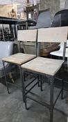 (2) METAL WOOD INDUSTRIAL BAR STOOLS SET