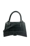 Balenciaga Black on Black Croc Embossed Hourglass Purse