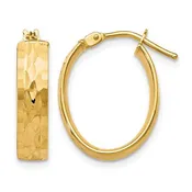 10K Diamond-Cut Oval Hoop Earrings