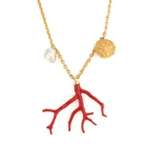 Aphrodite iii coral and pearl necklace