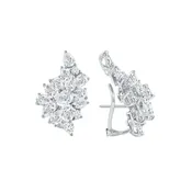 14.5 CT. Pear Cut and Round Brilliant Diamond Stud Earrings in 14K White Gold