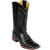 Aligator Print Black Boots Square Toe