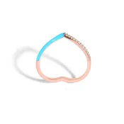 14K Rose Gold Blue Enamel V Diamond Ring