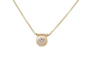 0.25ct Round Diamond Bezel Set Solitaire Pendant Necklace in 14K