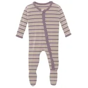 2 Way Zipper Print Muffin Ruffle Footie in Lavender Bliss Stripe