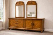 AMERICAN OF MARTINSVILLE DRESSER WITH TWIN MIRRORS, 2 DOORS AND 2 DRAWERS