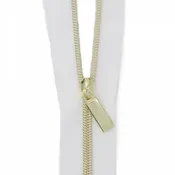 13" #3 Zipper with Zipper Head- White and Gold