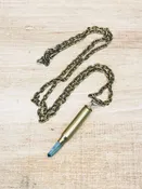 Aqua Aura Quartz Crystal Bullet Necklace