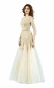 Gatti Nolli Couture ED4404 Ballet-Sleeved Formal Gown with Sheer Skirt – Gold