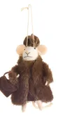 5.5" Brown Fur Coat Mice Ornament
