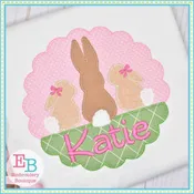 3 Bunnies Scallop with Grass Applique