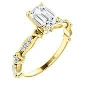 0.25 Ctw Emerald Cut Diamond Engagement Ring