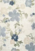 Abani SAK110A Sakura Blue Ivory Floral Indoor/Outdoor Rug: 5'3" x 7'7"