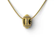 14K Yellow Iowa Hawkeye "Old Gold" Diamond Football Necklace
