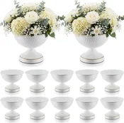 White Urn Vases for Centerpieces 6 Inch Hammered Compote Bowl Vases