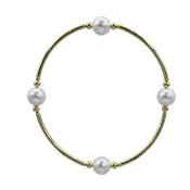 8MM White Pearl With Gold Blessings Bracelet