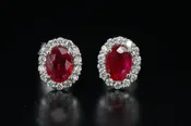 14 Karat White Gold Diamond and Ruby Earrings