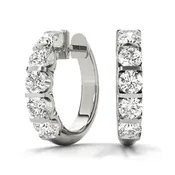 1/2CT Diamond 15.6mm Channel-Set Hoop Earrings 14K White Gold
