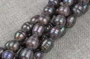 10*12mm Large Hole Freshwater Dark Peacock Pearl, 8 Inch Strand Big Hole Beads
