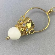 Fancy 12mm Mammoth Ivory Necklace with CZ Accents - (A)