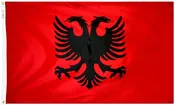 Albania Flag 2×3 ft. Nylon SolarGuard Nyl-Glo 100% Made in USA to Official United Nations Design Specifications.