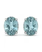 Aqua Marine Stud Earrings in White gold (210-01597)