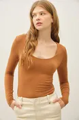 Basic Long Sleeve Scoop Neck Top