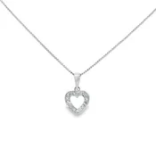 0.10 CTW Diamond Petite Open Heart Necklace in 14K White Gold