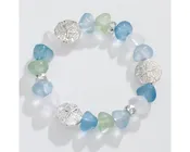 “Sea Glass” with Silver Sand Dollars Bracelet