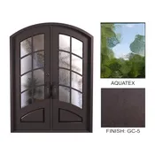 8 Lite Iron Doors – Double – 72 x 96 – Aquatex Glass – LH